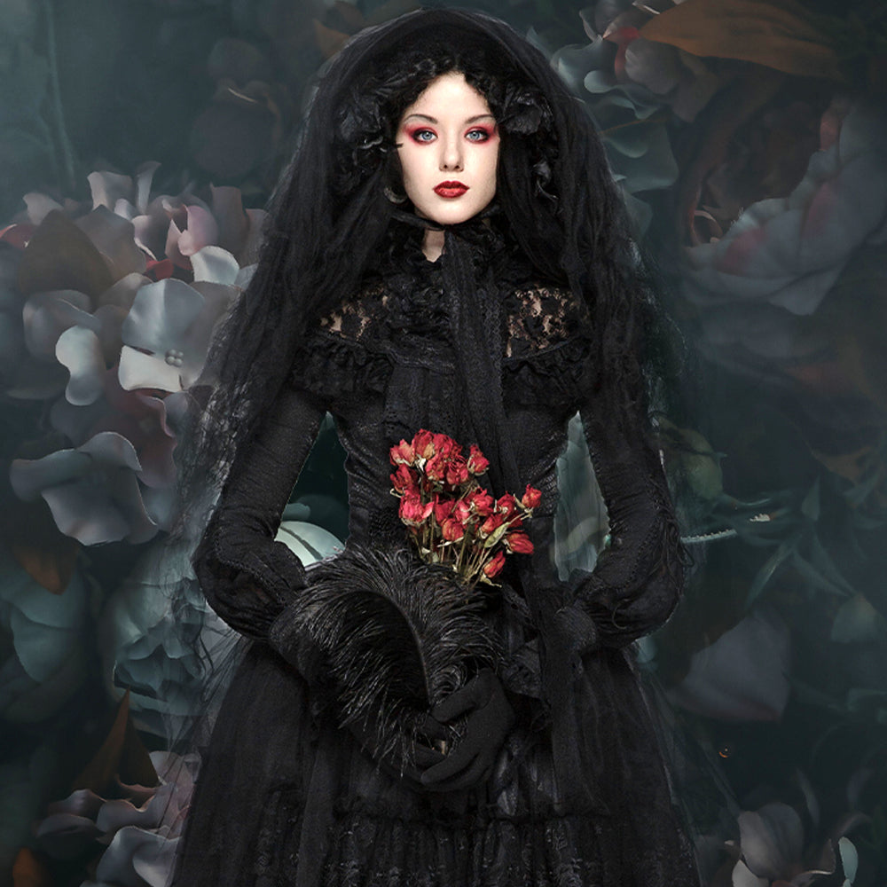 Eva Lady Scarlett's Temptation Long Gothic Prom Dress - Black