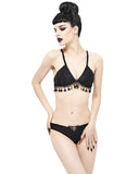 Devil Fashion Two-Piece Tasselled Gothic Bikini Swimwear Set