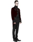 Devil Fashion Tresillian Mens Gothic Tailcoat - Red & Black
