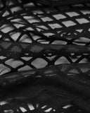 Punk Rave Womens Apocalyptic Gothic Grunge Shredded Mesh Hooded Top Hoodie Black