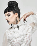 Devil Fashion Chiffon Lace Jabot Cravat - White