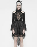 Eva Lady Arabella's Conflict Womens Beaded Gothic Mini Dress - Black Velvet & Lace