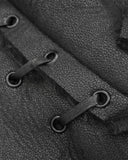 Devil Fashion Mens Dieselpunk Winter Coat Jacket Black Shearling PU Leather Goth