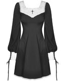 Dark In Love Hermione Gothic Mini Dress - Black & White
