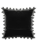 Punk Rave Gothic Home Lace Applique Filled Cushion - Black Velvet