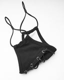 Punk Rave Gothic Face Mask - Black With Corset Lacing