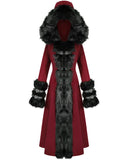Devil Fashion Whispering Forest Womens Gothic Coat - Red & Black