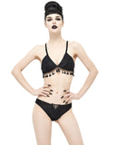 Devil Fashion Two-Piece Tasselled Gothic Bikini Swimwear Set