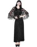 Eva Lady Long Baroque Gothic Velvet Maxi Dress With Lace Pelerine Cape