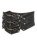 Devil Fashion Mens Steampunk Gothic Belt Corset Girdle Bronze Brown Faux Leather