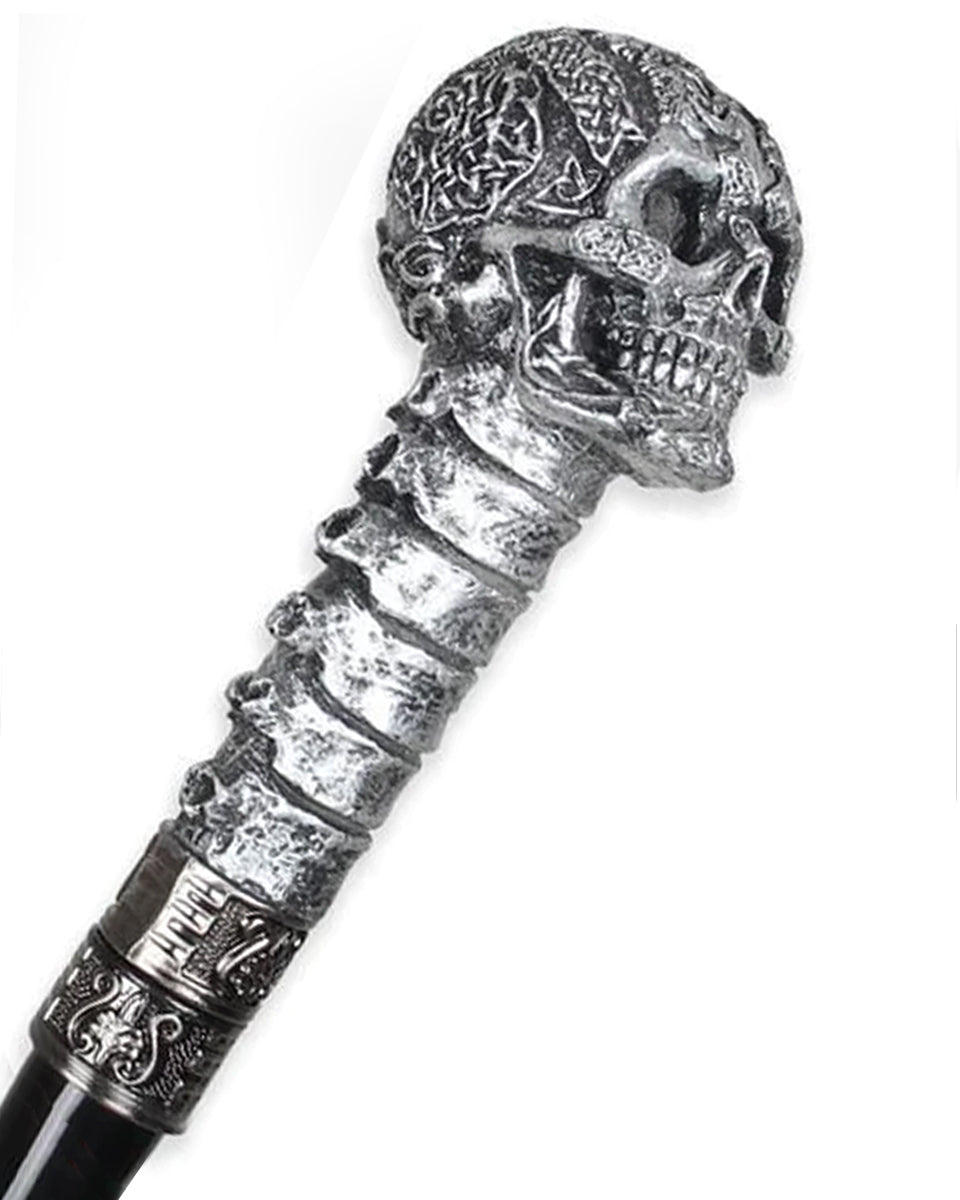 Gothic Skull Head Walking Stick Handle - Black Resin Cane Topper, Decorative & Ergonomic