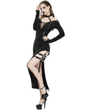 Devil Fashion Womens Hellscorned Long Gothic Split Maxi Dress