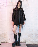 Punk Rave Daily Life Womens Gothic Deer Lace Hooded Cape