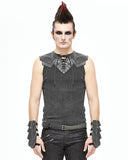 Devil Fashion Mens Steampunk Dieselpunk Armour Gauntlet Gloves Grey Faux Leather