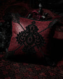 Punk Rave Gothic Home Lace Applique Filled Cushion - Red
