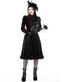 Dark In Love Romantic Gothic Vampire Velvet Mourning Dress - Black & Red