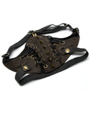 Punk Rave Steampunk Studded Face Cover Mask - Black & Brown