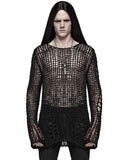 Punk Rave Mens Shredded Knit Sweater - Black