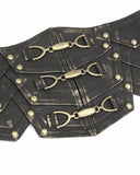 Devil Fashion Mens Steampunk Gothic Belt Corset Girdle Bronze Brown Faux Leather