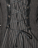 Devil Fashion Ottensia Womens Steampunk Shirt - Black & Brown Stripe