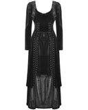 Dark In Love Long Gothic Velvet & Cobweb Lace Batwing Maxi Dress