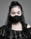 Punk Rave Mens Womens Gothic Lace Applique Face Cover Mask Black Steampunk