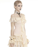 Dark In Love Wildwinde Steampunk Cuff Gloves - Vintage Off White
