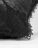 Punk Rave Gothic Home Lace Applique Filled Cushion - Black