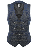 Punk Rave Alcazar Mens Waistcoat Vest - Blue Damask