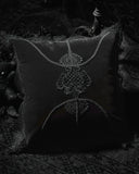 Punk Rave Gothic Home Lace Applique Filled Cushion - Black Velvet
