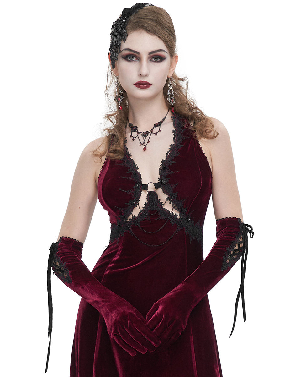 Elegant Velvet Evening Gloves GOTHIC VAMPIRE Victorian 