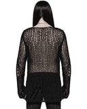 Punk Rave Mens Shredded Knit Sweater - Black