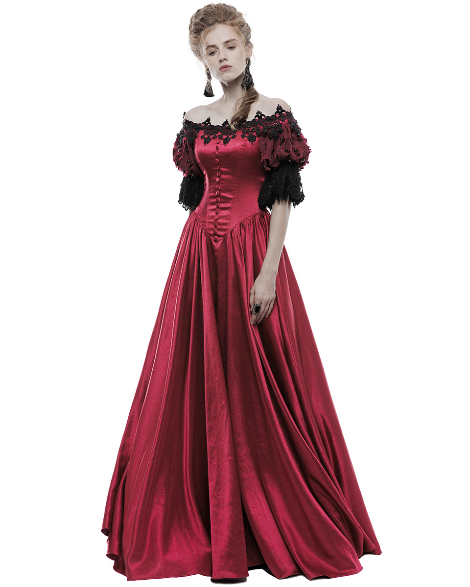 Punk Rave Crimson Bride Gothic Wedding Dress