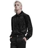 Punk Rave Mens Gothic Aristocrat Embossed Velvet Damask Shirt - Black