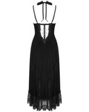 Eva Lady Womens Ornate Victorian Gothic Velvet Evening Dress - Black