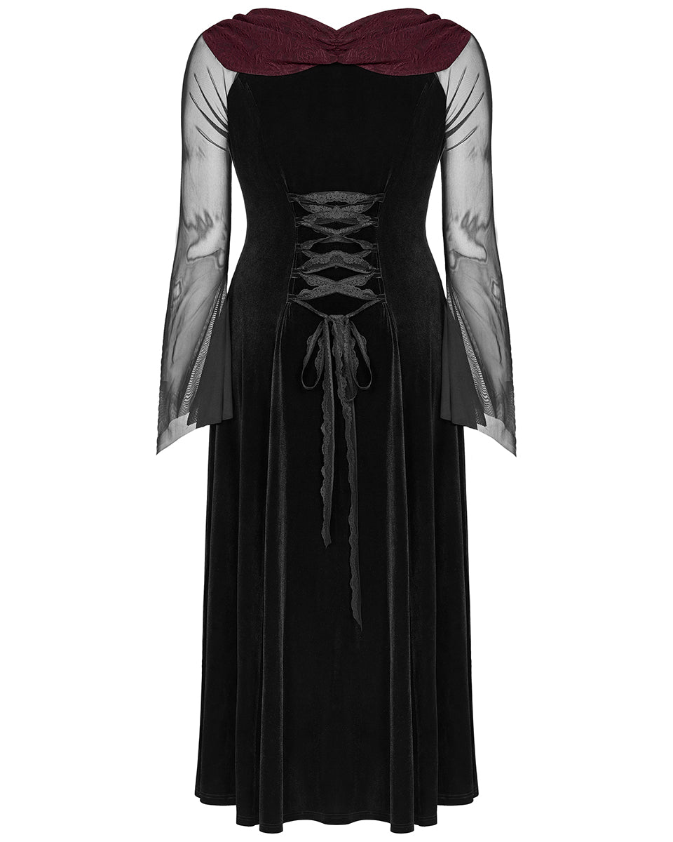 Punk Rave Plus Size Womens Gothic Witch Off Shoulder Velvet Maxi Dress Violent Delights