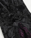 Eva Lady Womens Baroque Velvet Damask & Lace Flared Leggings - Black & Purple