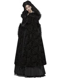 Punk Rave Cassiopeia Womens Gothic Velvet Cloak - Black Damask