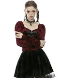 Dark In Love Nightingales Rose Gothic Court Top - Red Velvet
