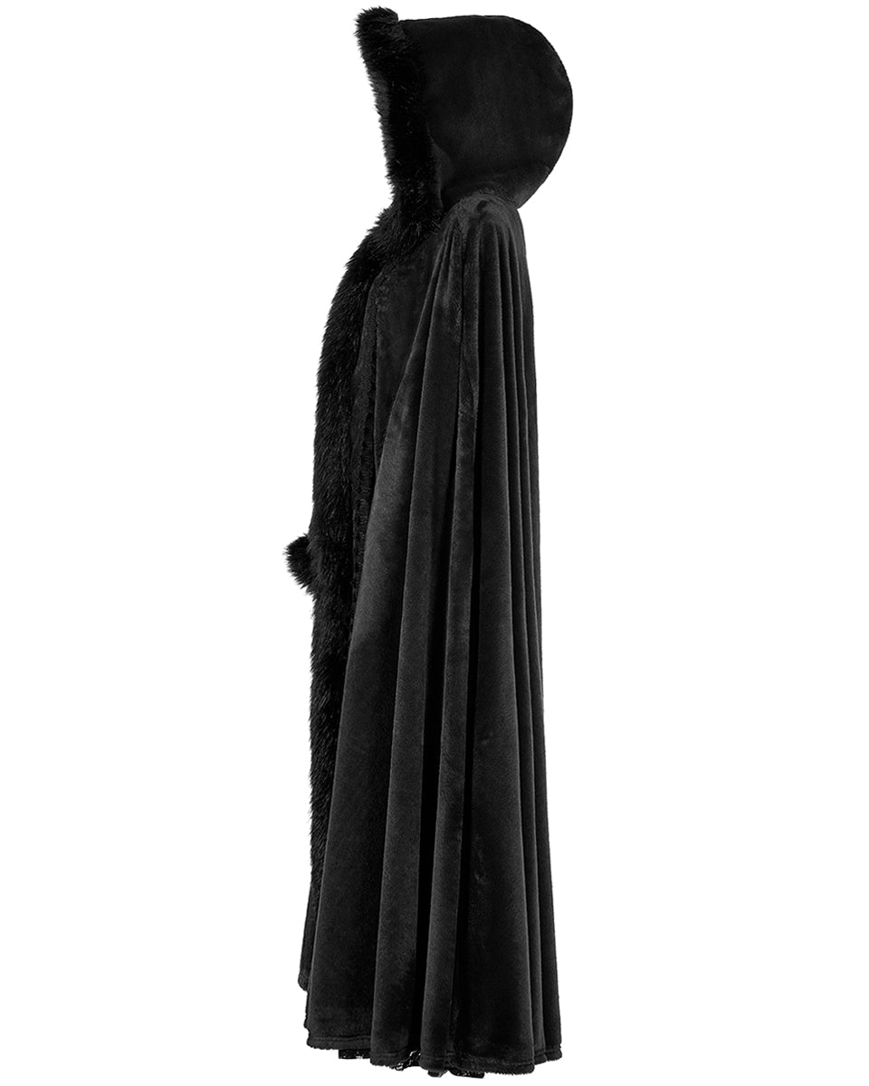 Womens Gothic Hooded Velvet Cloak Black Adult Costume Female Halloween main image 1