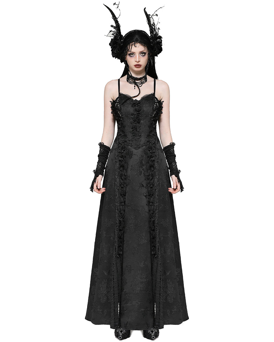 Dark In Love XL Dress With Beautiful Butterfly Embroidery And Layered Brocade Skirt main image 0