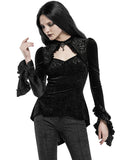 Punk Rave Shadowflower Womens Gothic Velvet Top