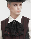 Devil Fashion Mens Gothic Aristocrat Lace Cravat - Black & Red