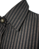 Devil Fashion Ottensia Womens Steampunk Shirt - Black & Brown Stripe