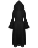 Dark In Love Womens Long Romantic Gothic Hooded Coat With Faux Fur Trims