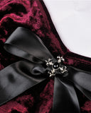 Dark In Love Nightingales Rose Gothic Court Top - Red Velvet