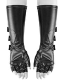 Punk Rave Acropolis Mens Long PU & Mesh Spiked Fingerless Gloves