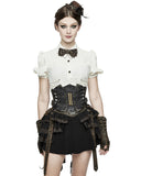 Devil Fashion Philodendron Cincher Corset Belt - Black Faux Leather
