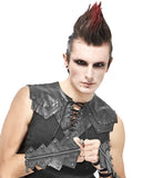 Devil Fashion Mens Steampunk Dieselpunk Armour Gauntlet Gloves Grey Faux Leather