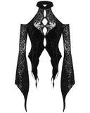 Devil Fashion Womens Gothic Pentagram Damask Velvet Blouse Top
